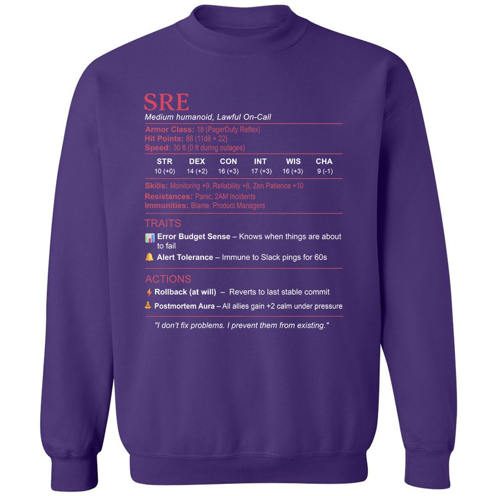 SRE Stats Classic Unisex Sweatshirt - Purple - 6