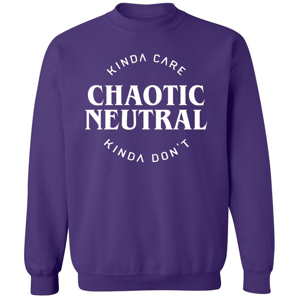 Chaotic Neutral Alignment Kinda Care Kinda Don't Classic Unisex Sweatshirt - Purple - 6