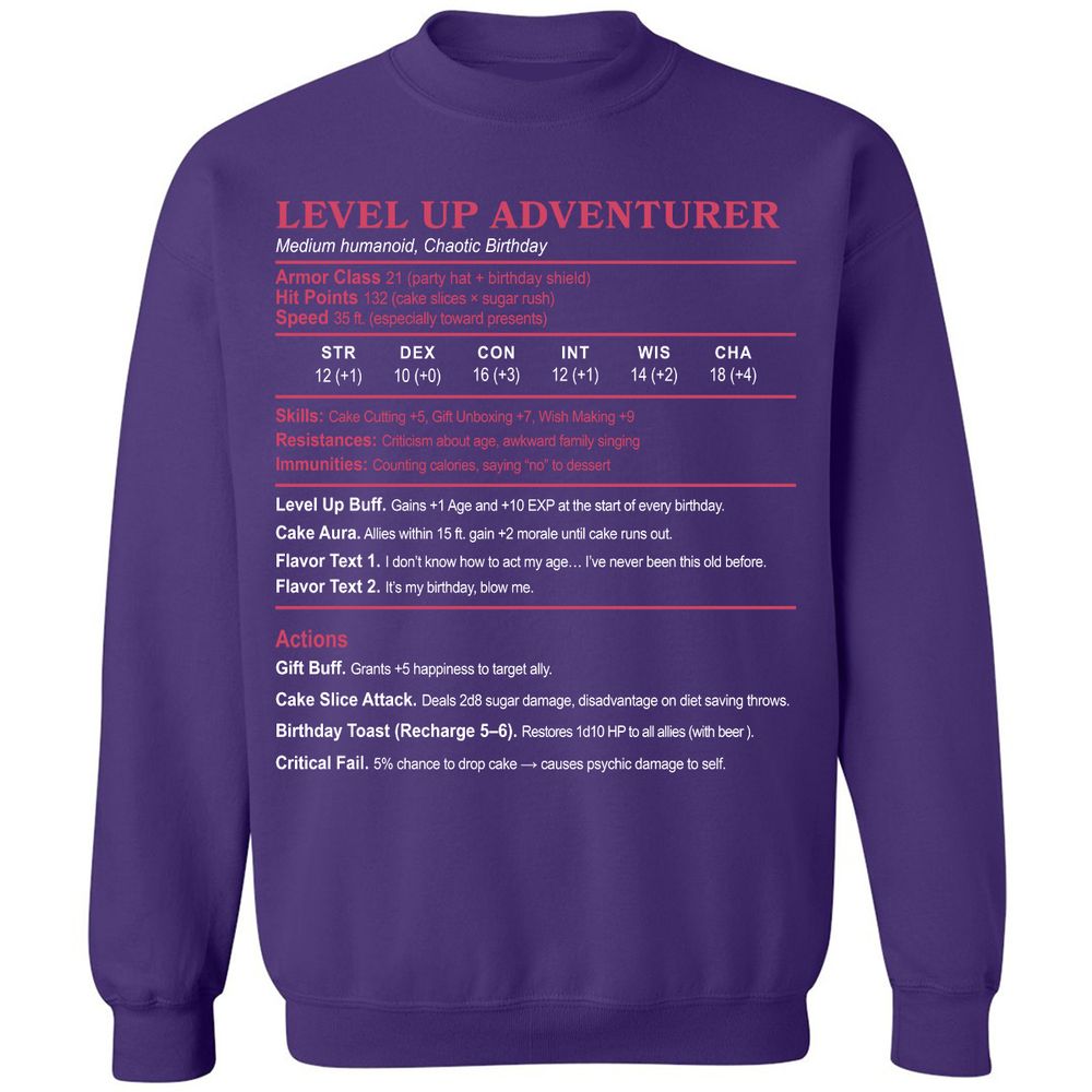 Level Up Adventurer Classic Unisex Sweatshirt - Purple - 6