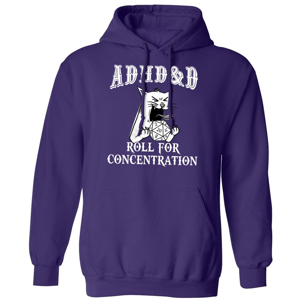 Cat ADHD&D Roll For Concentration Classic Unisex Hoodie - Purple - 6