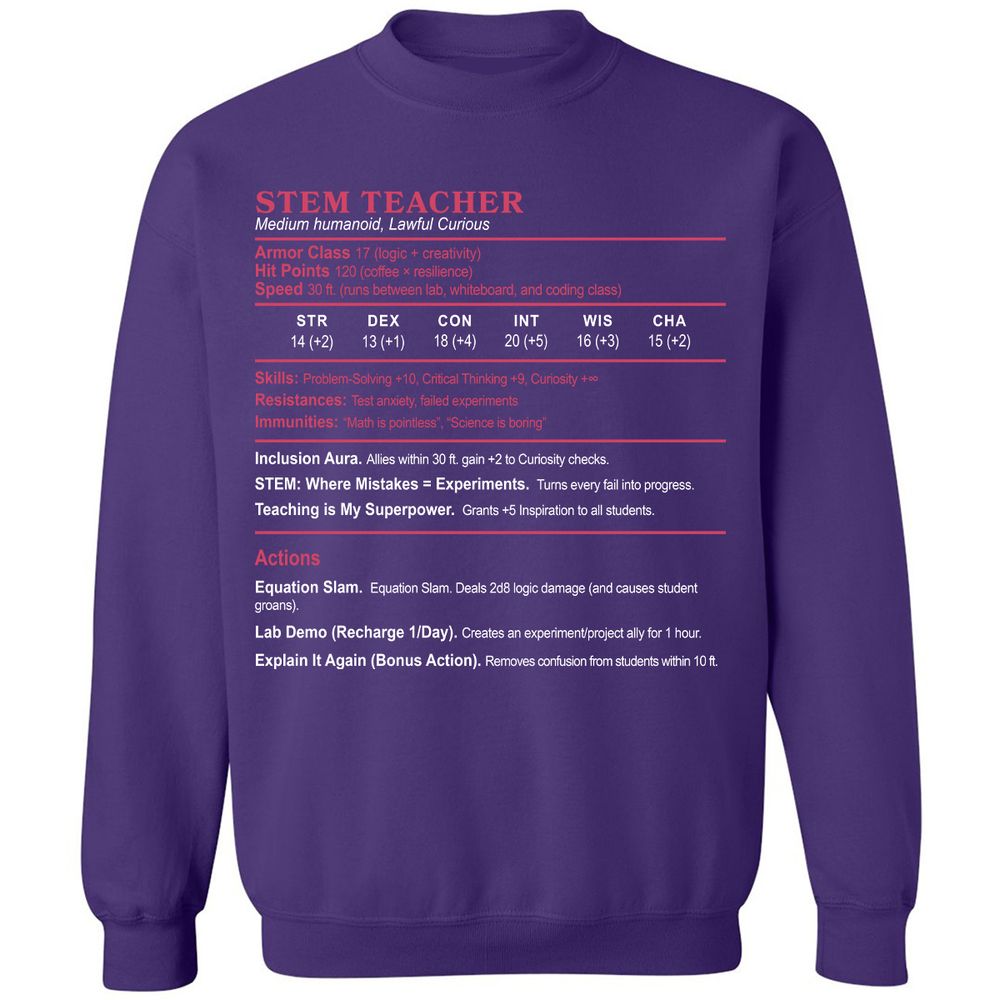 STEM TEACHER Classic Unisex Sweatshirt - Purple - 6