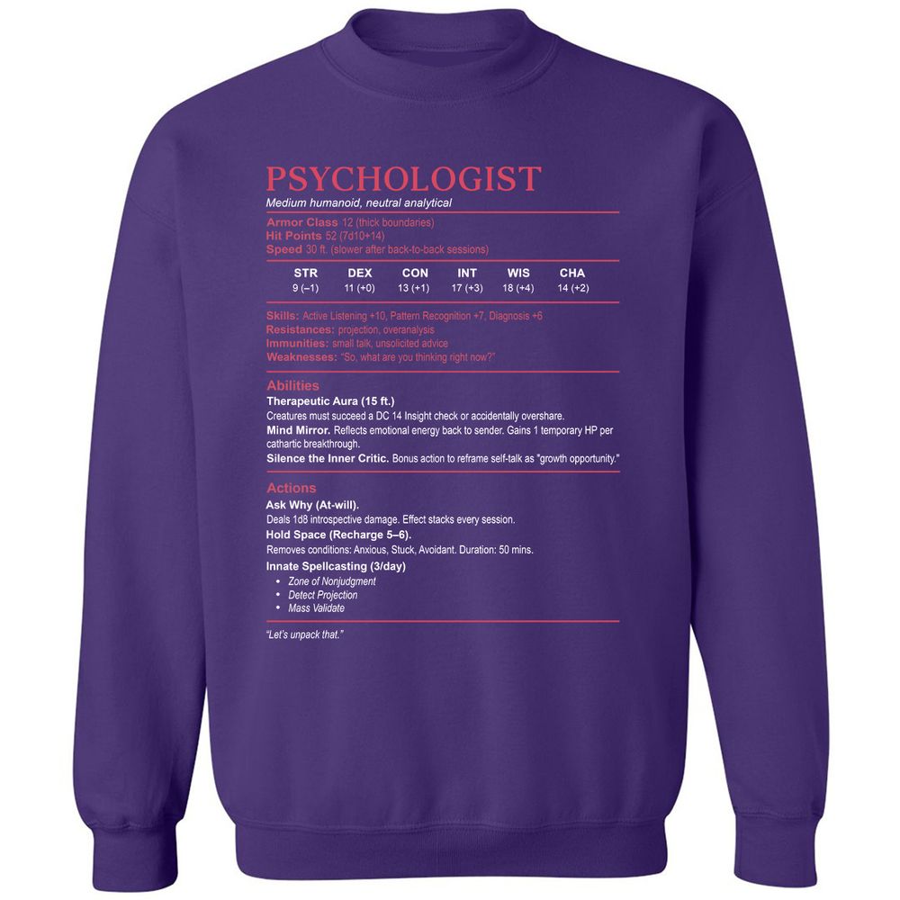 Psychologist Stats Classic Unisex Sweatshirt - Purple - 6
