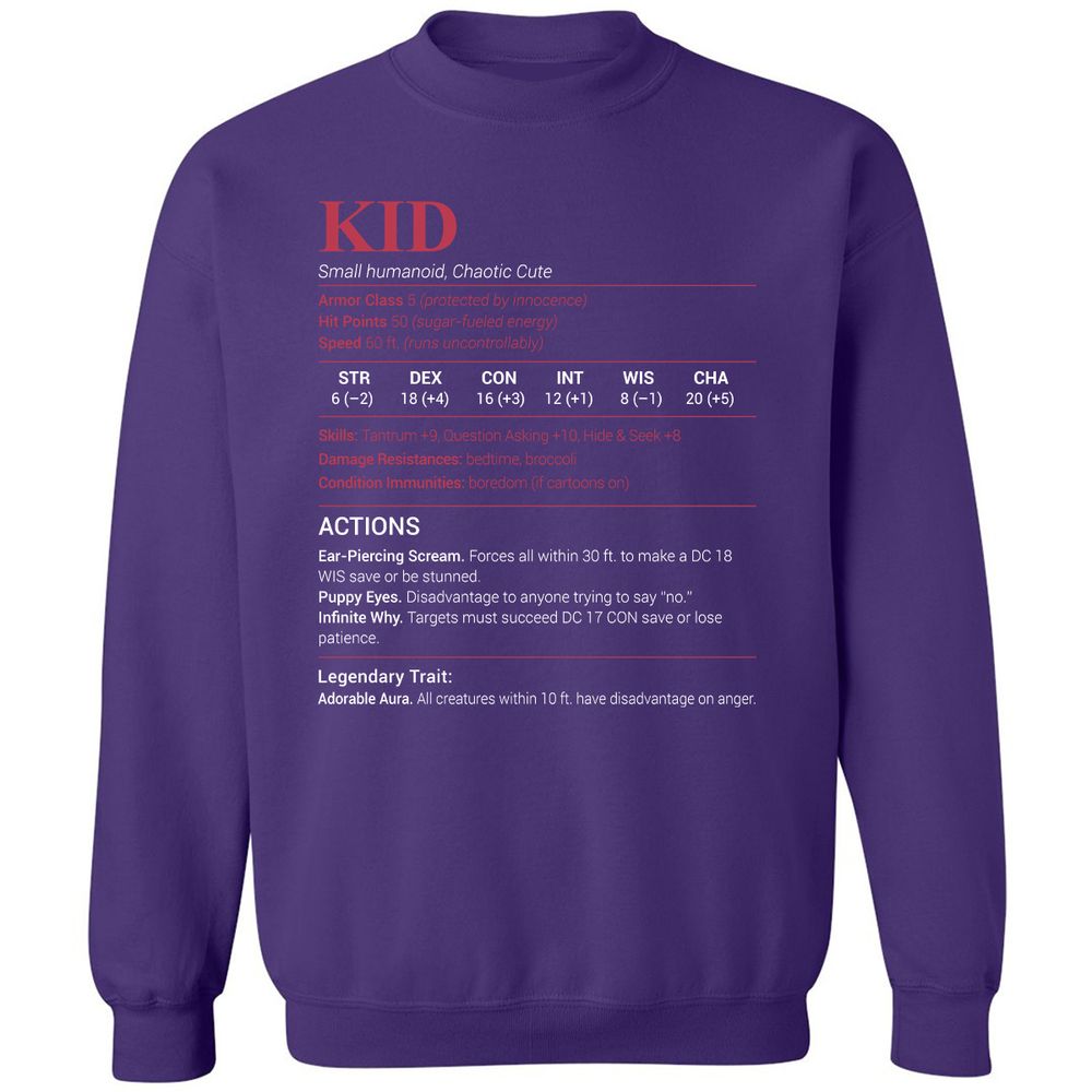 Kid Stats Classic Unisex Sweatshirt - Purple - 6