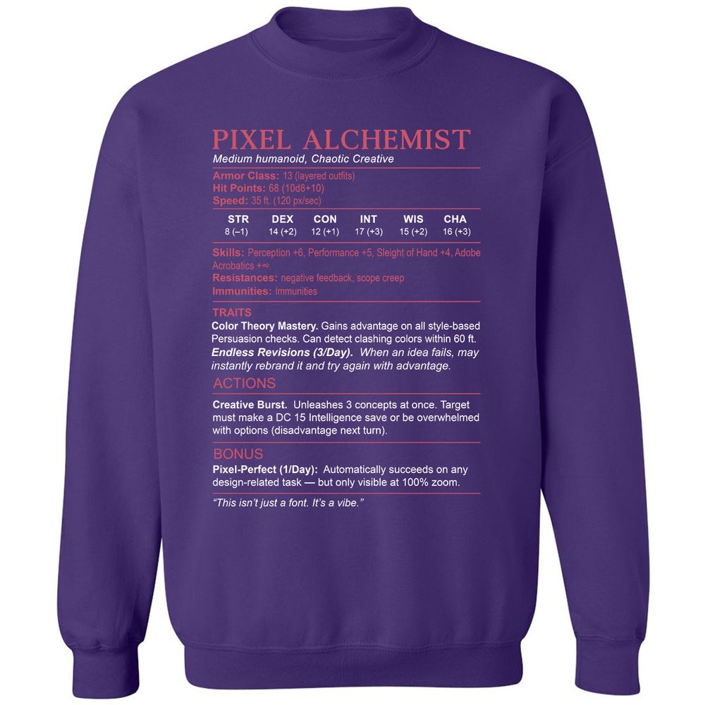 Designer Stats (Pixel Alchemist) Classic Unisex Sweatshirt - Purple - 6