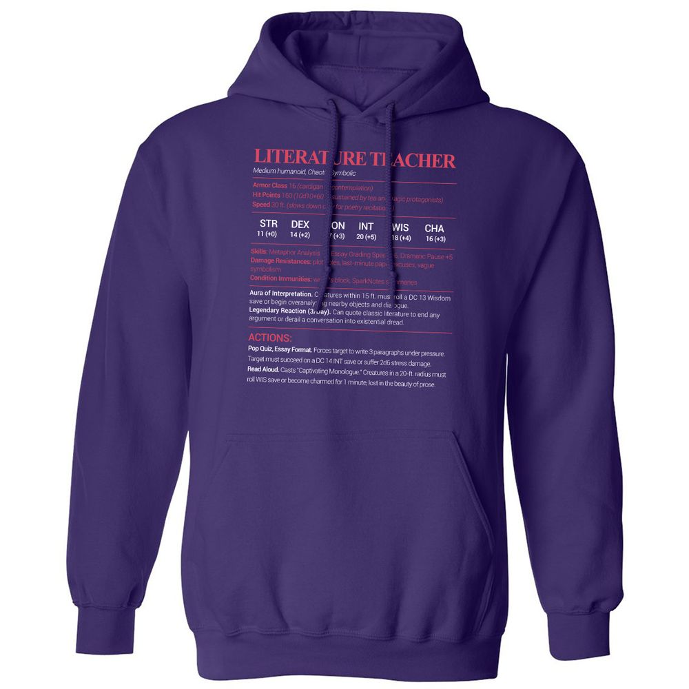 Literature Teacher Classic Unisex Hoodie - Purple - 6