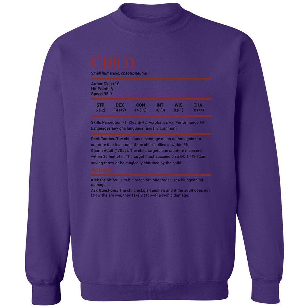 Child Stats Classic Unisex Sweatshirt - Purple - 6