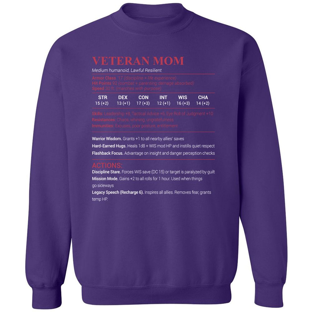 Veteran Mom Classic Unisex Sweatshirt - Purple - 6