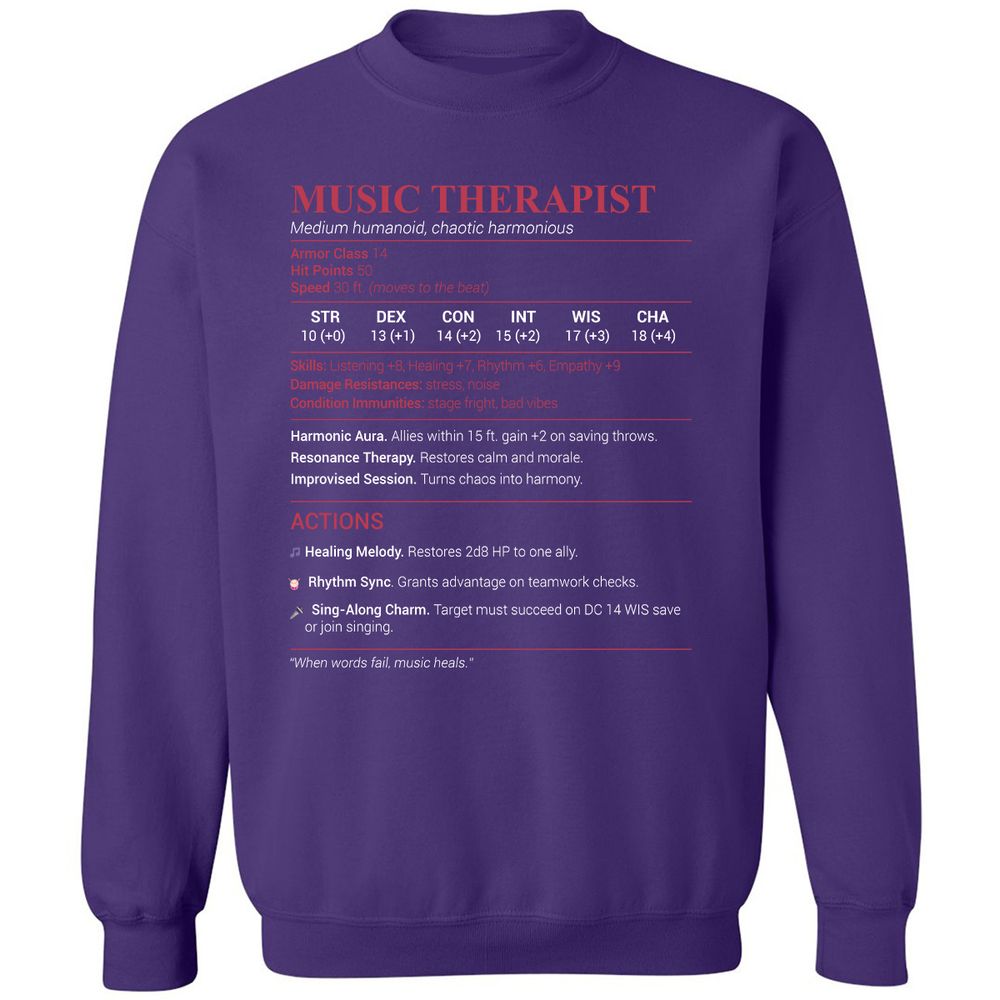 Music Therapist Classic Unisex Sweatshirt - Purple - 6