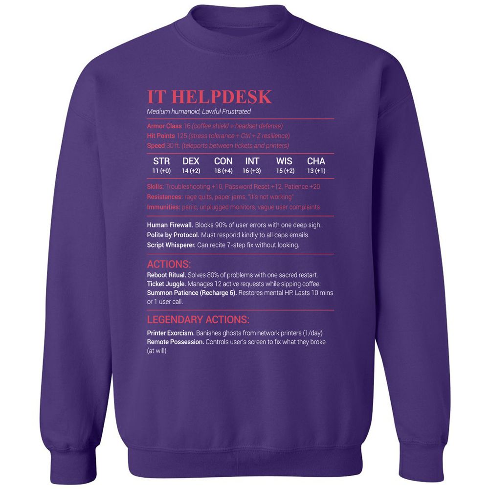IT Helpdesk Classic Unisex Sweatshirt - Purple - 6