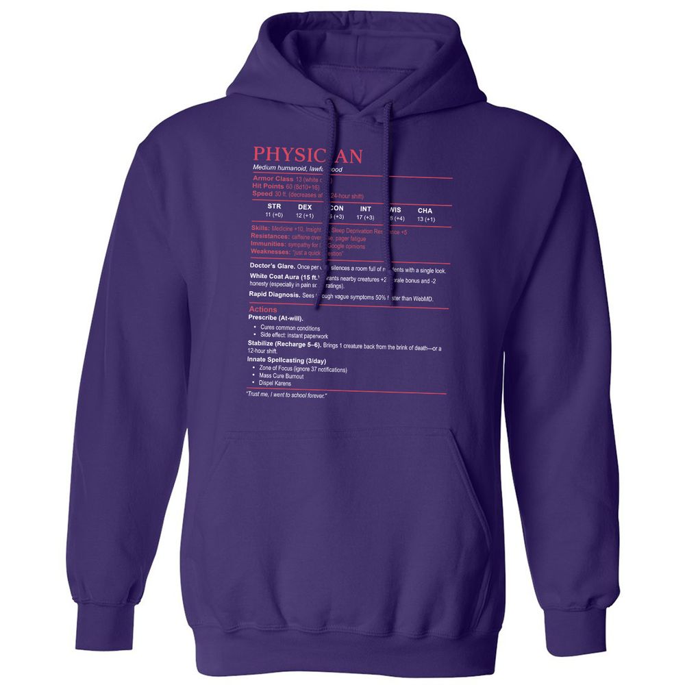 Physician Stats Classic Unisex Hoodie - Purple - 6