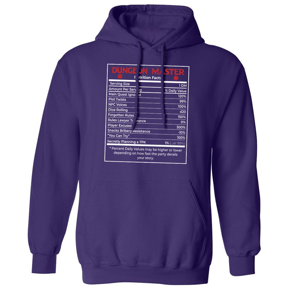 Dungeon Master Nutrition Facts Classic Unisex Hoodie - Purple - 6