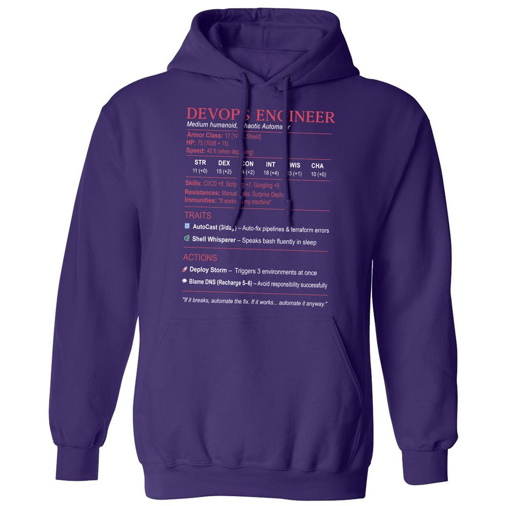 DevOps Engineer Stats Classic Unisex Hoodie - Purple - 6