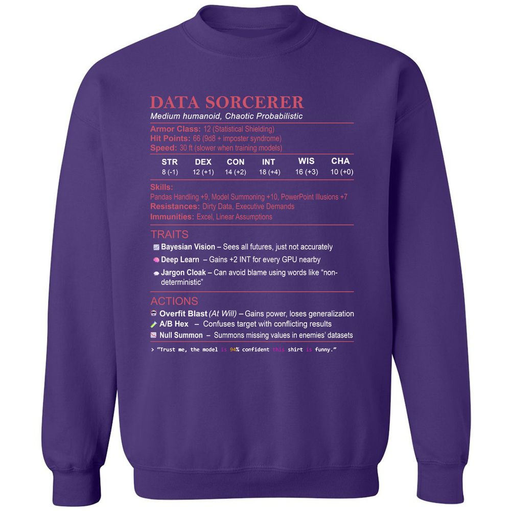 Data Scientist Stats (Data Sorcerer) Classic Unisex Sweatshirt - Purple - 6