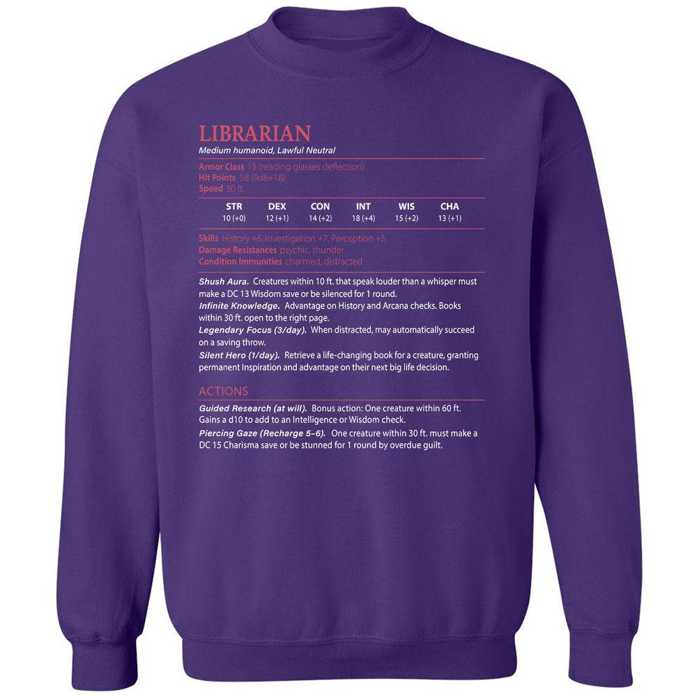 Librarian Stats Classic Unisex Sweatshirt - Purple - 6