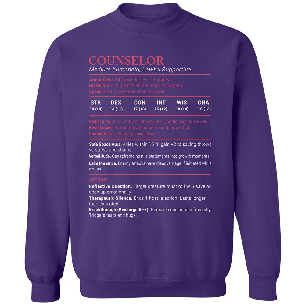Counselor Stats Classic Unisex Sweatshirt - Purple - 6