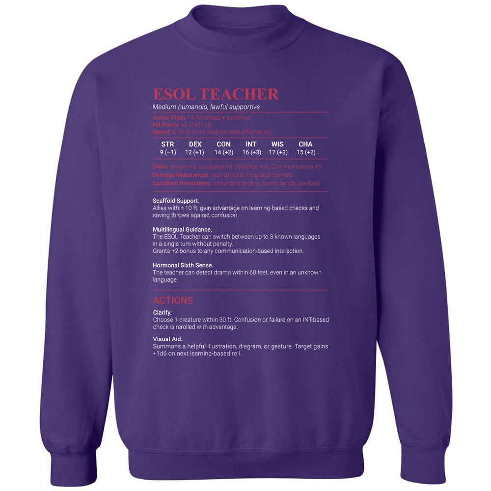 ESOL Teacher Classic Unisex Sweatshirt - Purple - 6