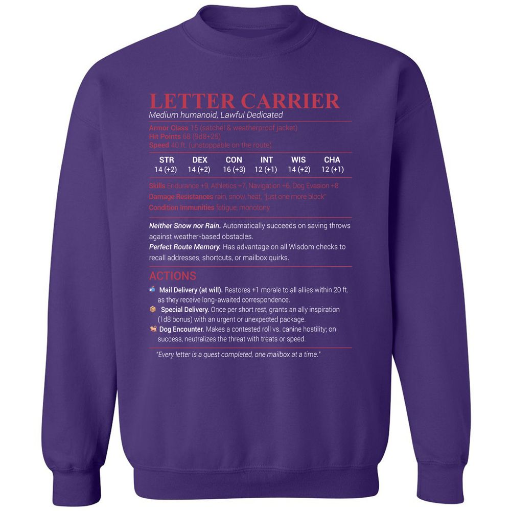 Letter Carrier Classic Unisex Sweatshirt - Purple - 6