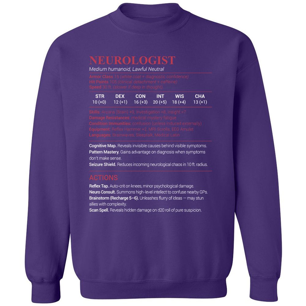 Neurologist Stats Classic Unisex Sweatshirt - Purple - 6