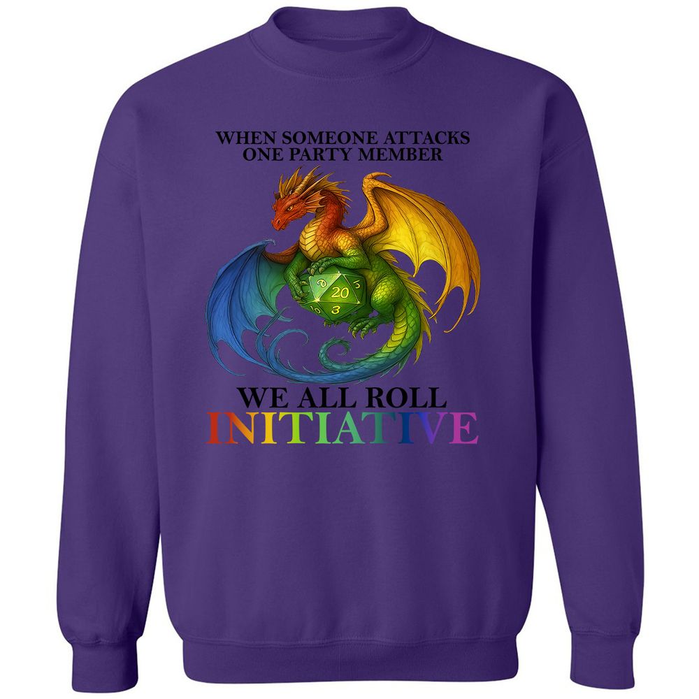 Dragon We All Roll For Initiative Classic Unisex Sweatshirt - Purple - 6
