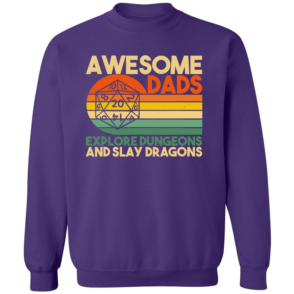 Awesome Dad Explore Dungeons Slay Dragons Classic Unisex Sweatshirt - Purple - 6