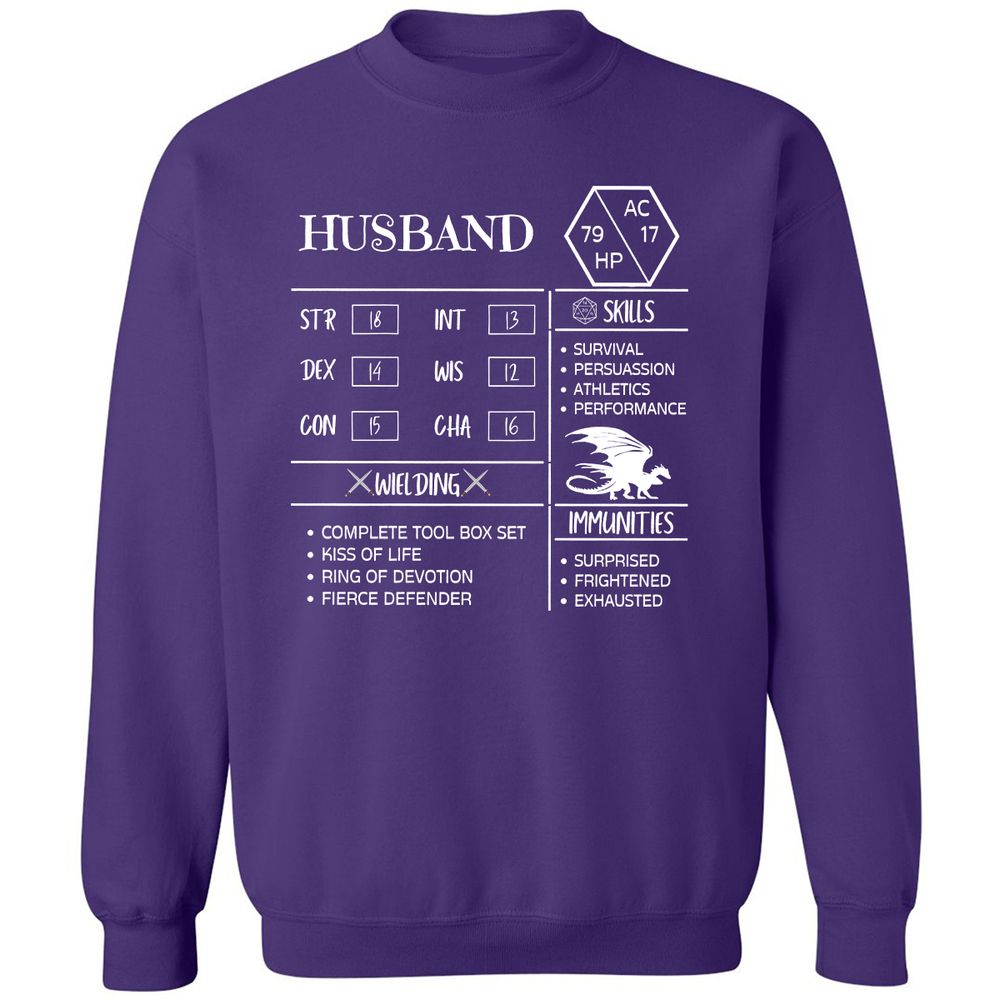 Husband Stats 2 Classic Unisex Sweatshirt - Purple - 6