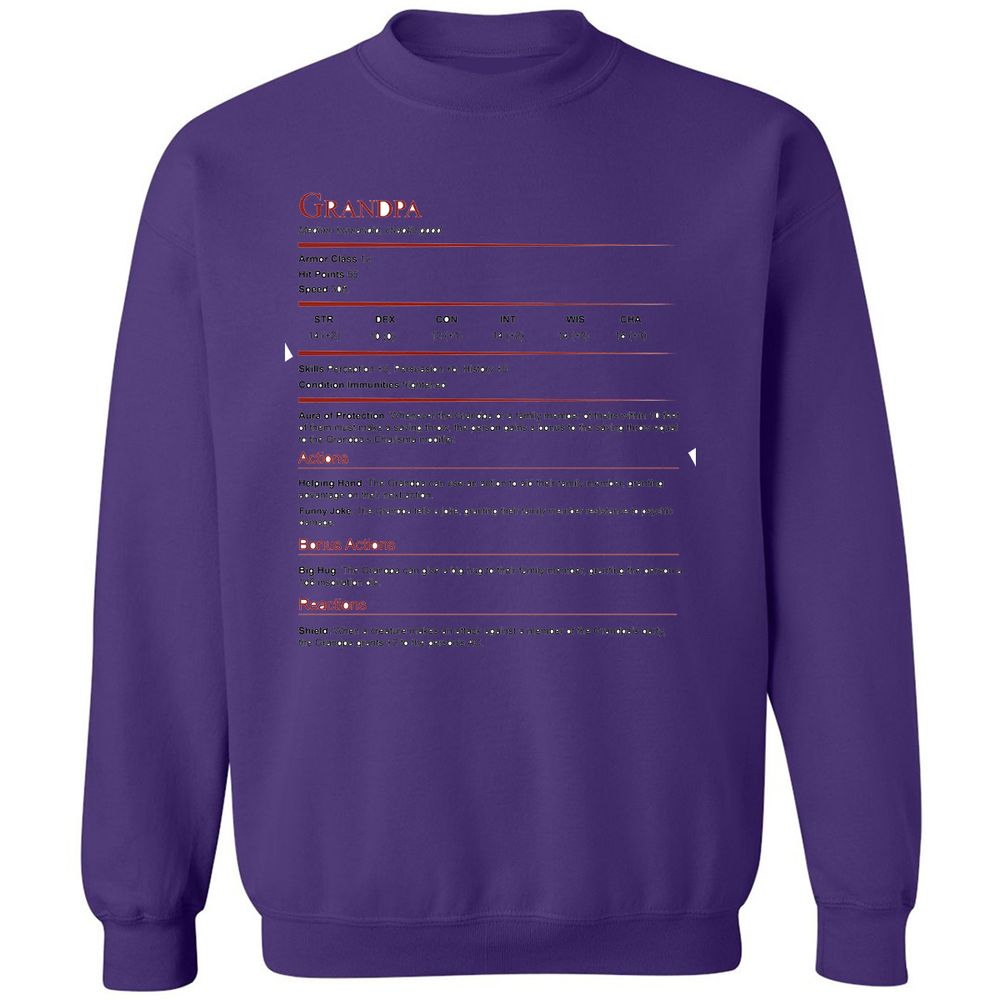 Grandpa Stat Block Classic Unisex Sweatshirt - Purple - 6