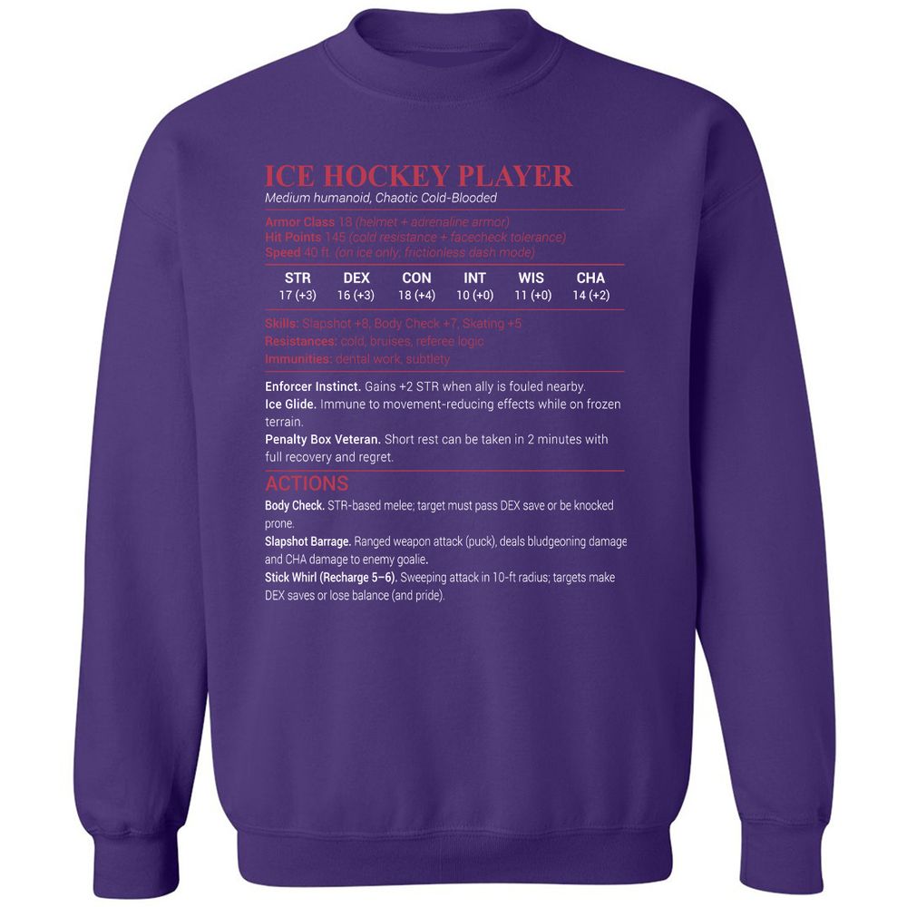 Ice Hockey Player Classic Unisex Sweatshirt - Purple - 6