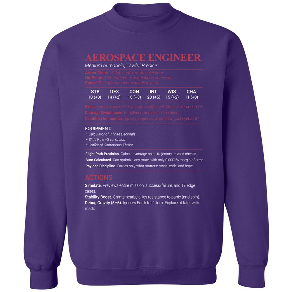 Aerospace Engineer Classic Unisex Sweatshirt - Purple - 6
