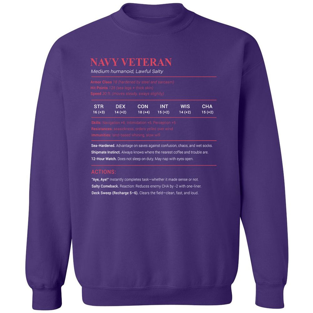 Navy Veteran Classic Unisex Sweatshirt - Purple - 6