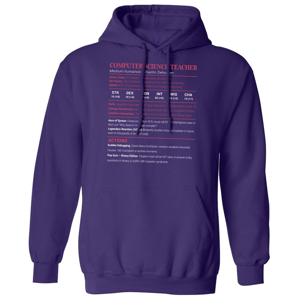 Computer Science Teacher Classic Unisex Hoodie - Purple - 6