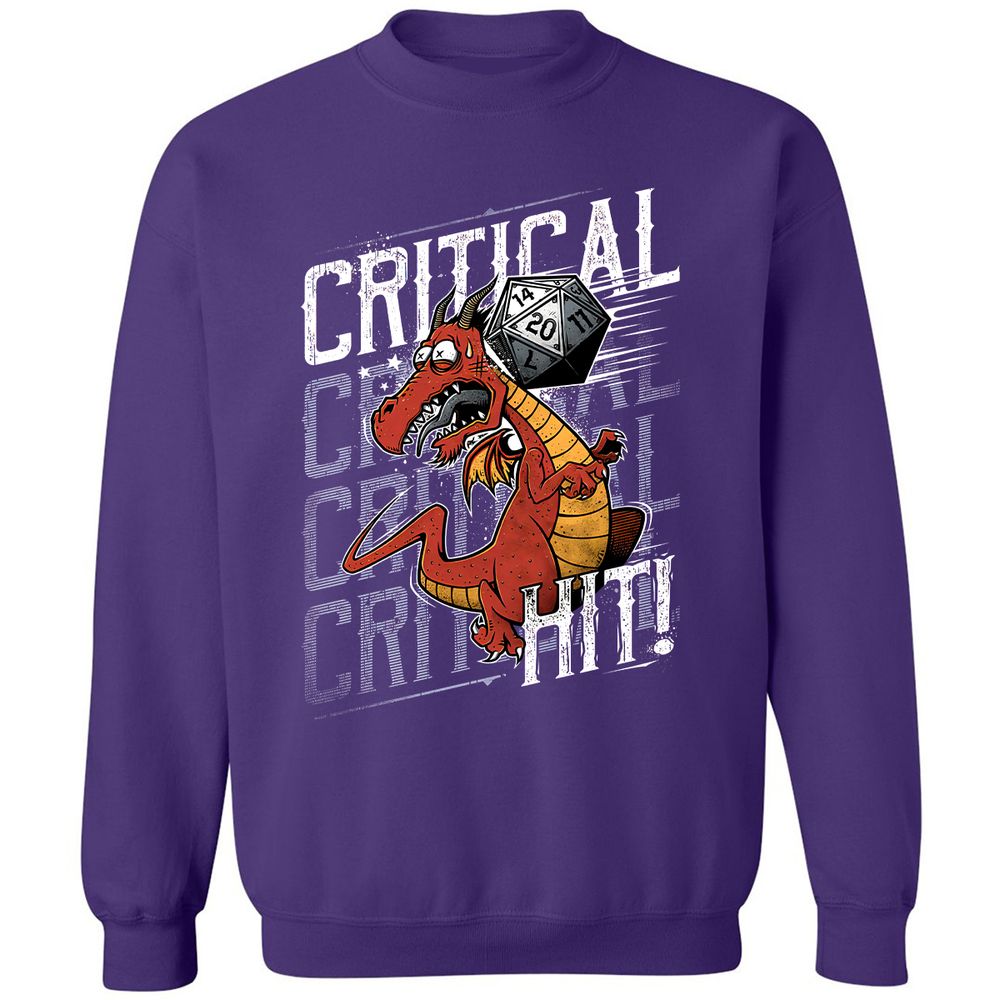 Funny Dragon Critical Hit Classic Unisex Sweatshirt - Purple - 6