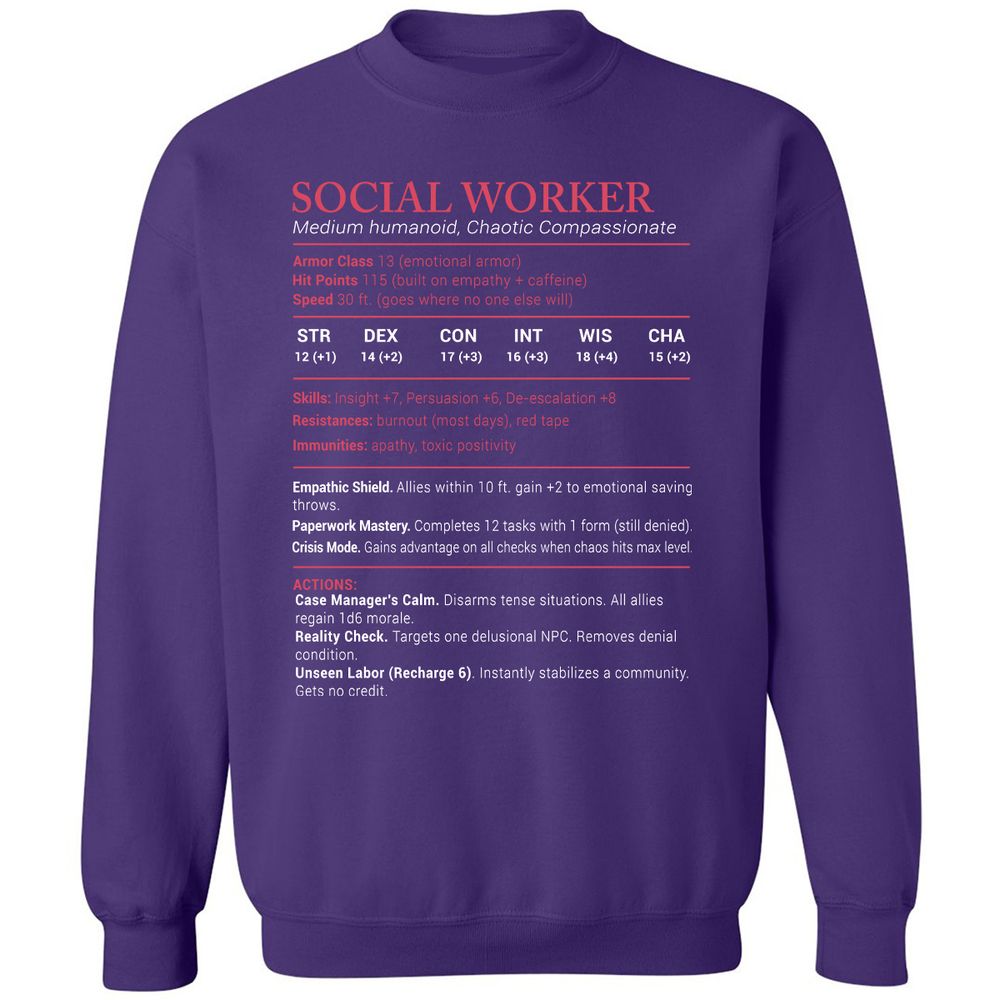 Social Worker Stats Classic Unisex Sweatshirt - Purple - 6