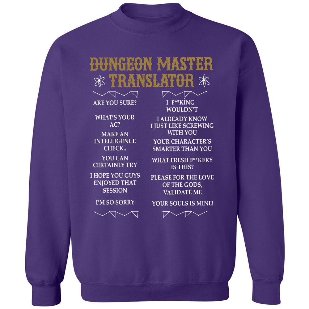 Dungeon Master Translator Classic Unisex Sweatshirt - Purple - 6