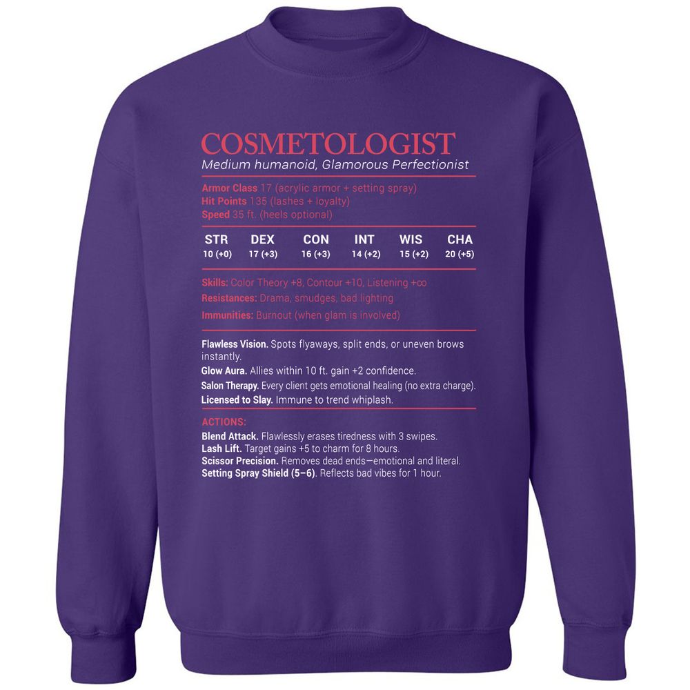 Cosmetologist Stats Classic Unisex Sweatshirt - Purple - 6
