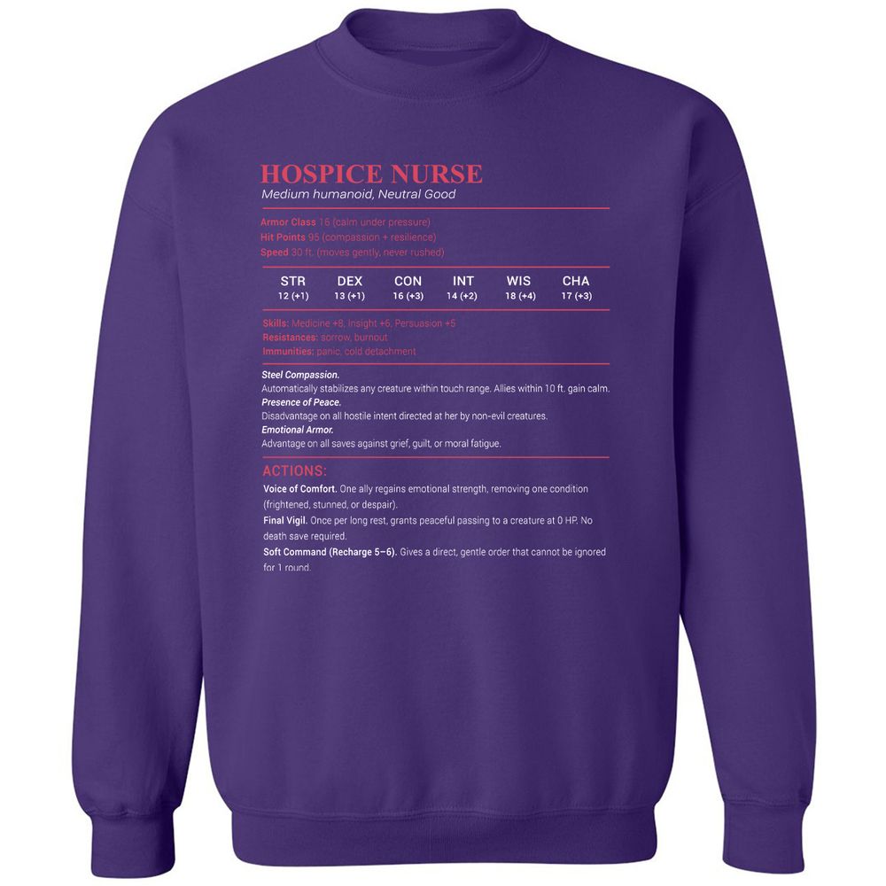 Hospice Nurse Stats Classic Unisex Sweatshirt - Purple - 6