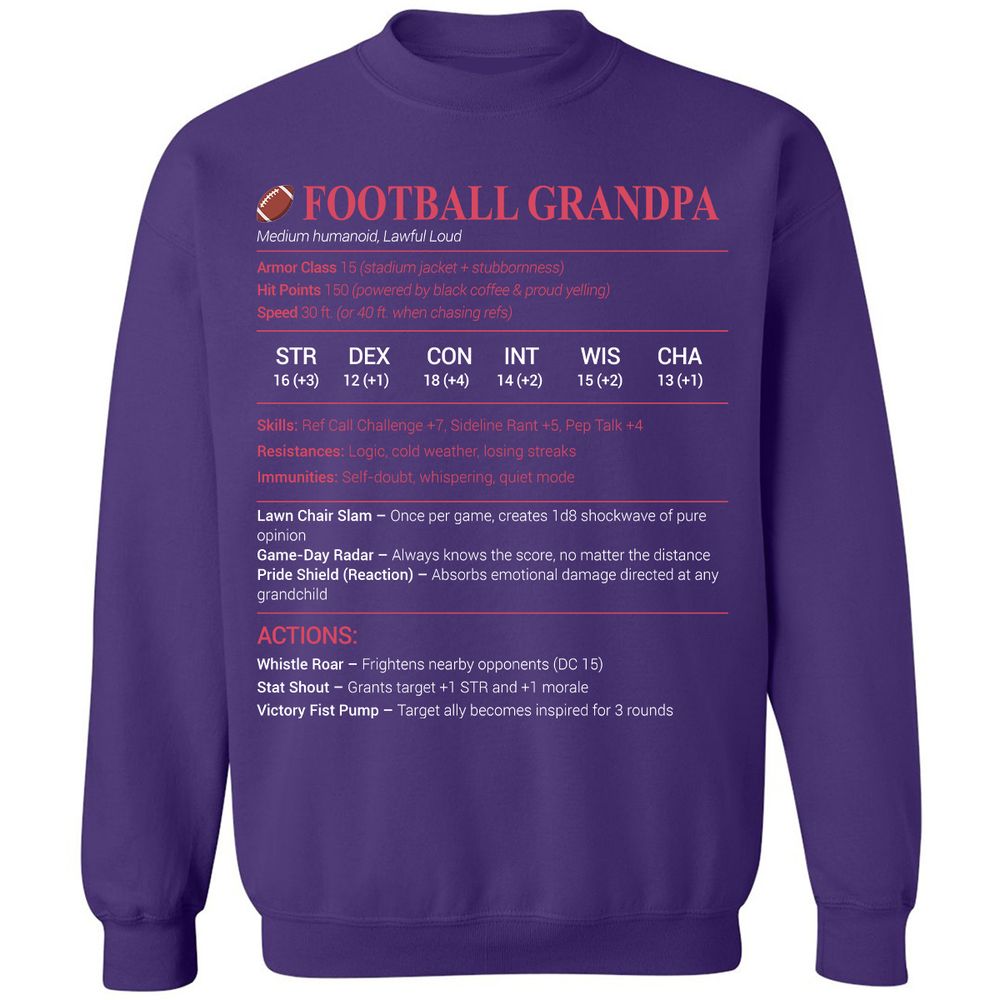 Football Grandpa Classic Unisex Sweatshirt - Purple - 6