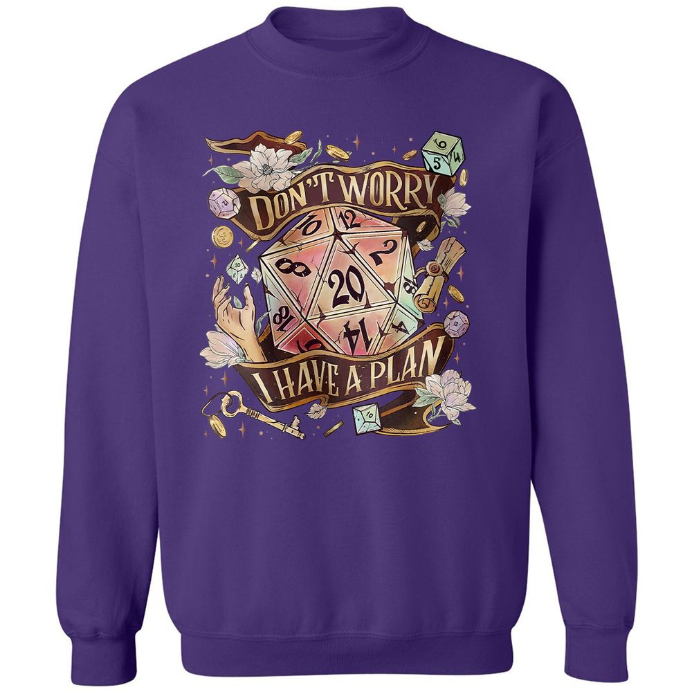 Floral Don't Worry I Have A Plan Classic Unisex Sweatshirt - Purple - 6