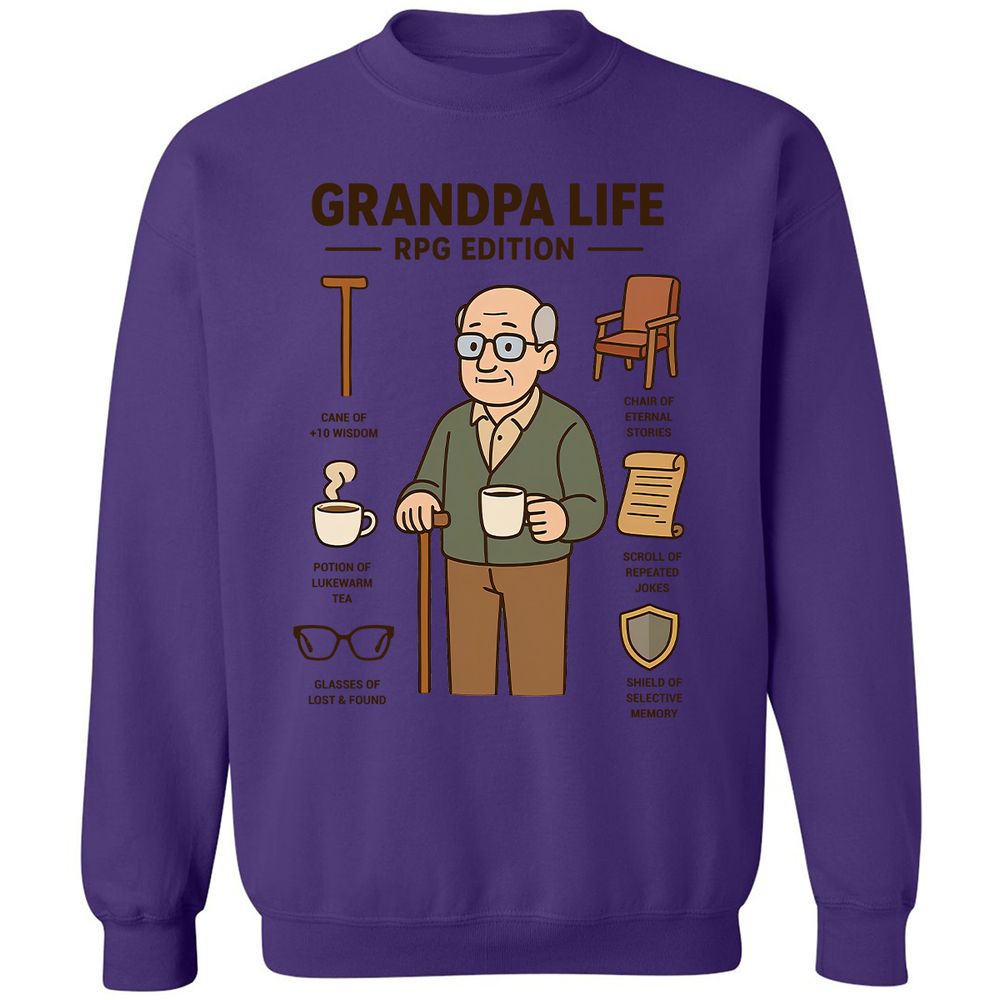 Grandpa Life RPG Edition Classic Unisex Sweatshirt - Purple - 6