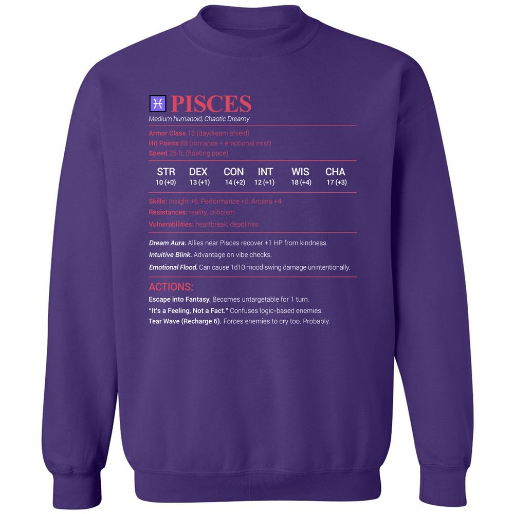 Pisces Stats Classic Unisex Sweatshirt - Purple - 6
