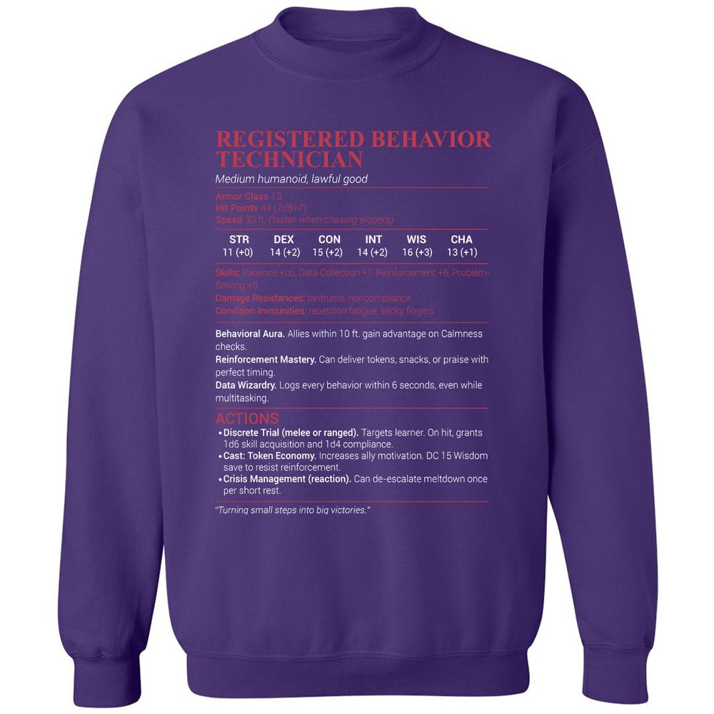 Registered Behavior Technician RBT Classic Unisex Sweatshirt - Purple - 6