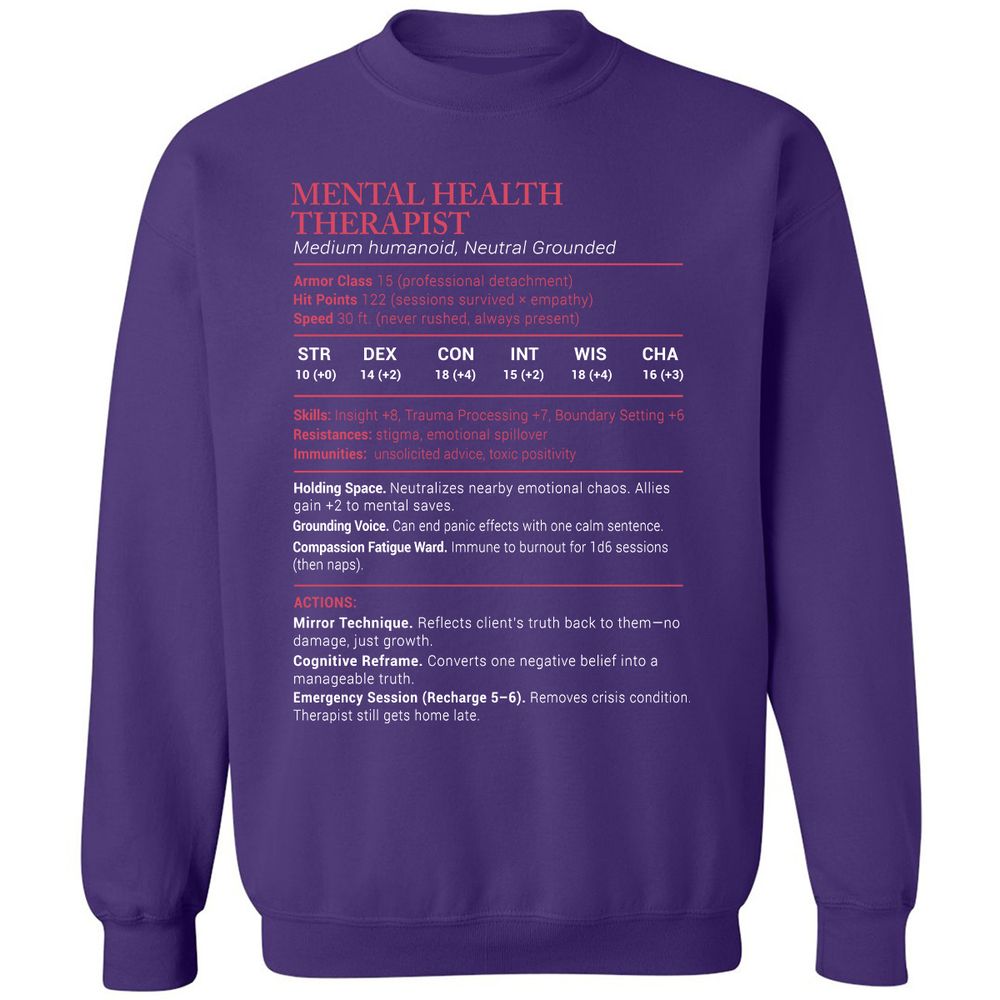Mental Health Therapist Stats Classic Unisex Sweatshirt - Purple - 6