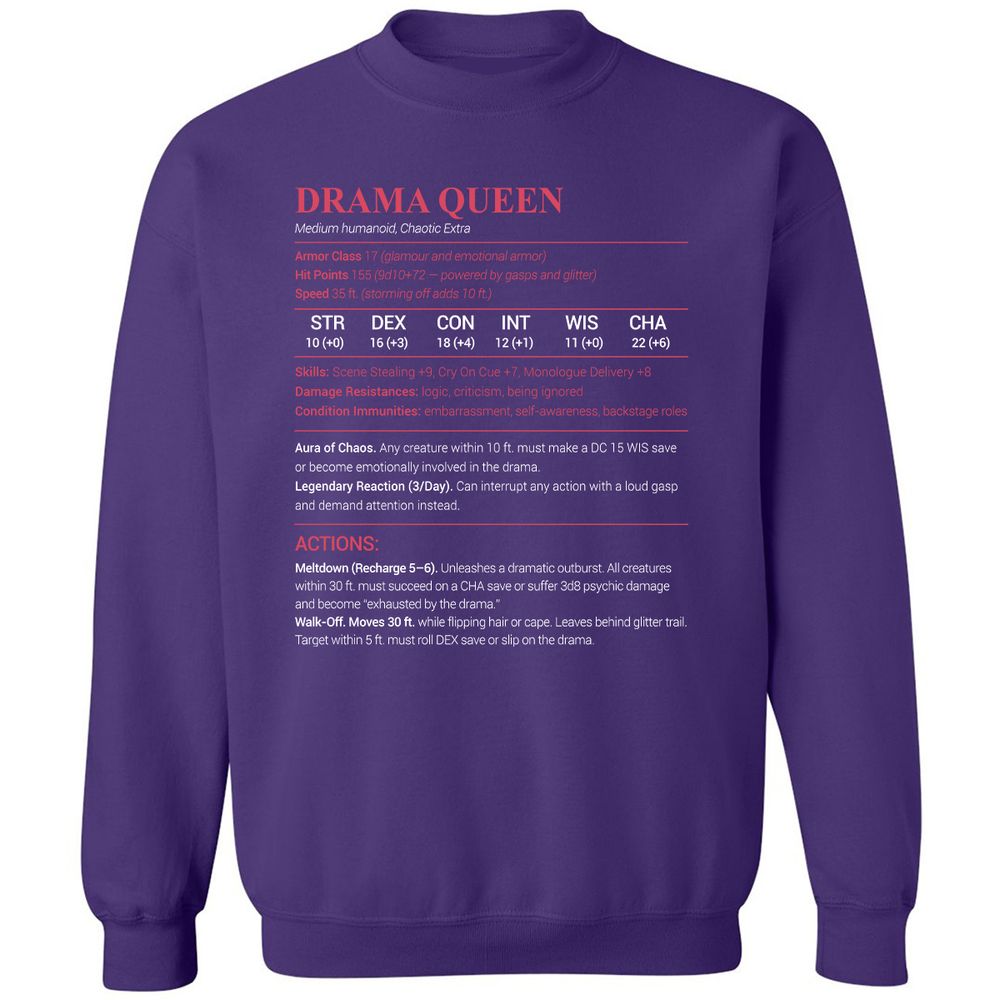 Drama Queen Classic Unisex Sweatshirt - Purple - 6