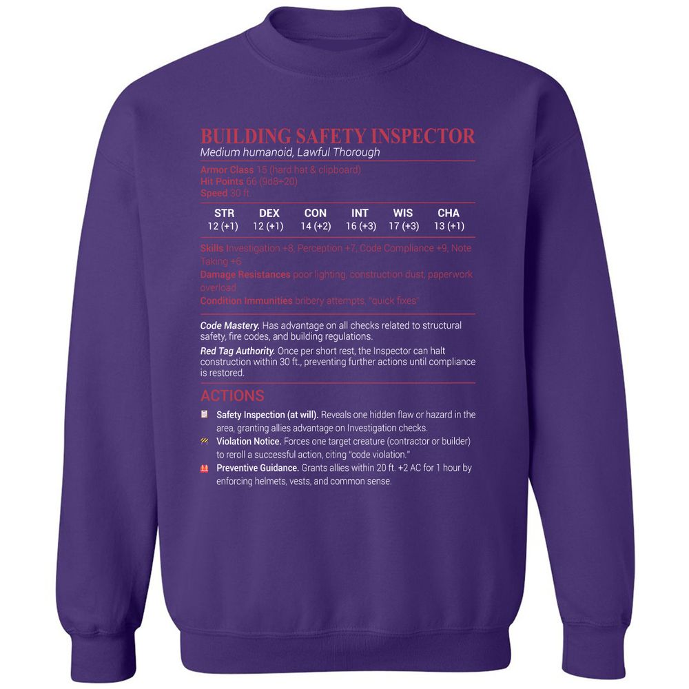 Building Safety Inspector Classic Unisex Sweatshirt - Purple - 6