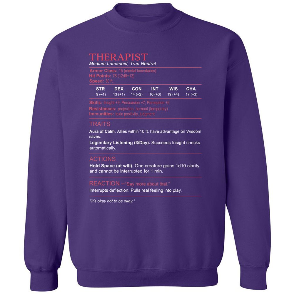 Therapist Stats Classic Unisex Sweatshirt - Purple - 6