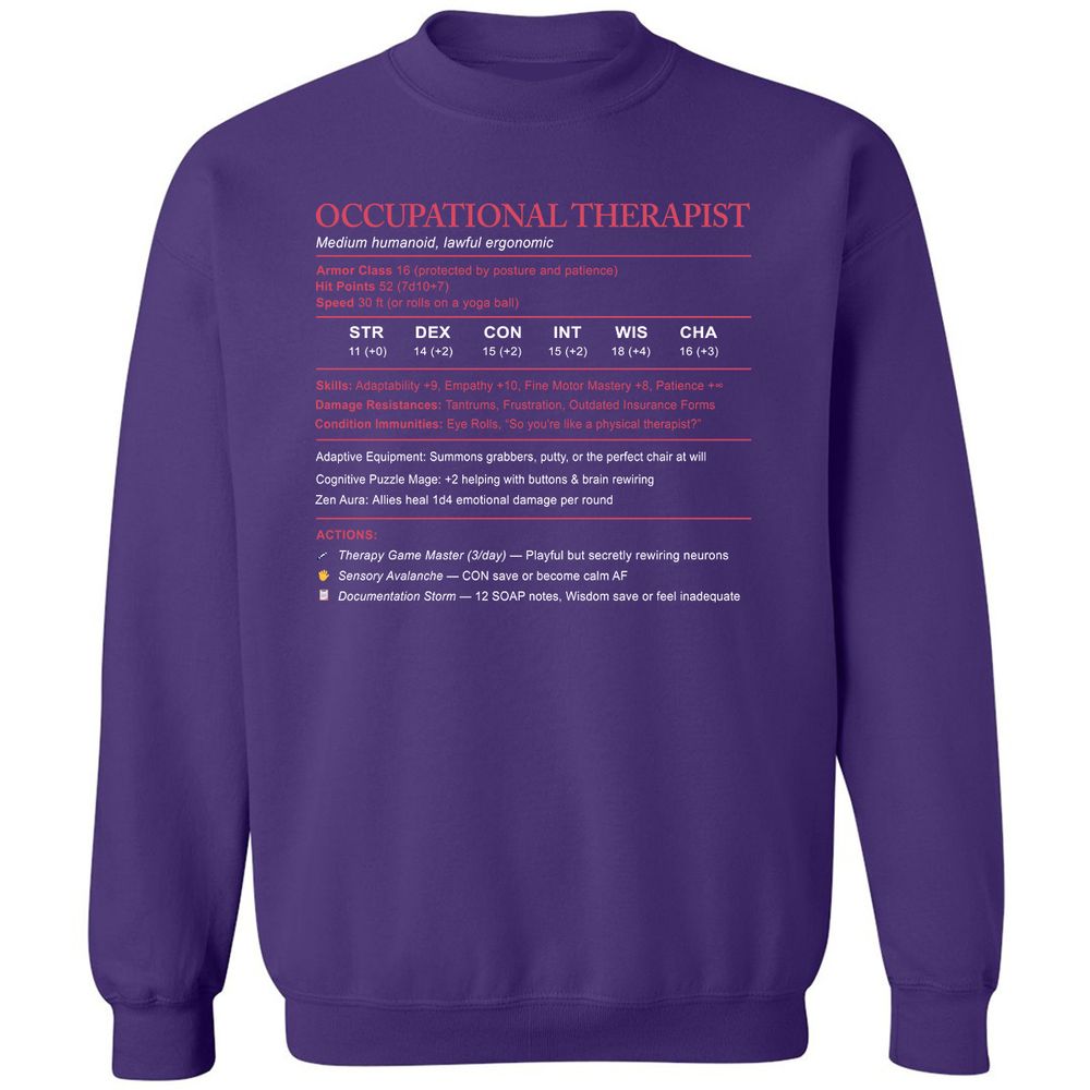 Occupational Therapist Stats Classic Unisex Sweatshirt - Purple - 6