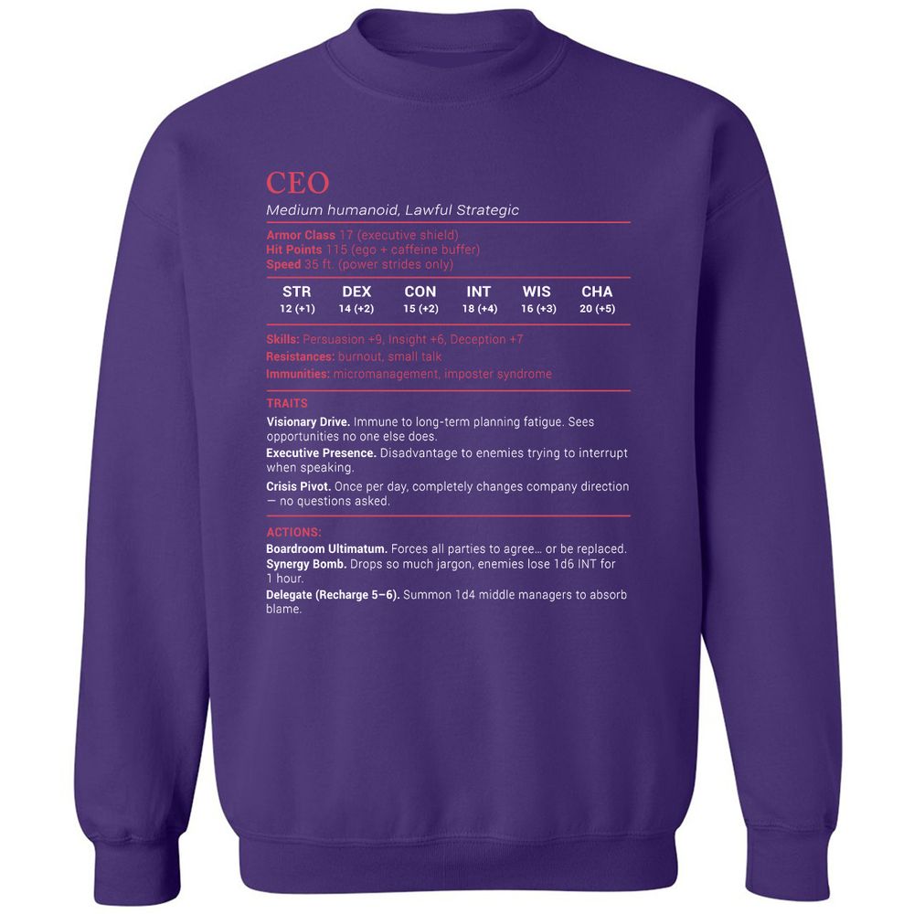 CEO Stats Classic Unisex Sweatshirt - Purple - 6