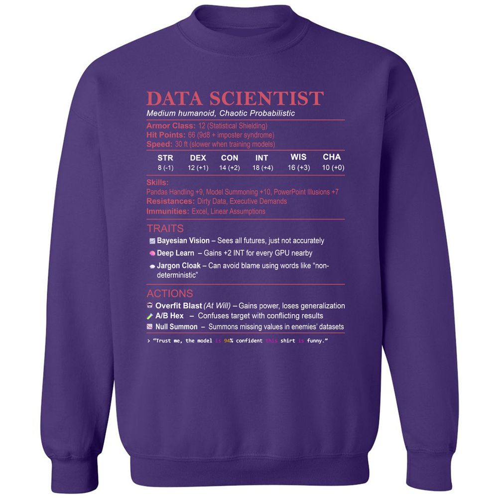 Data Scientist Stats Classic Unisex Sweatshirt - Purple - 6