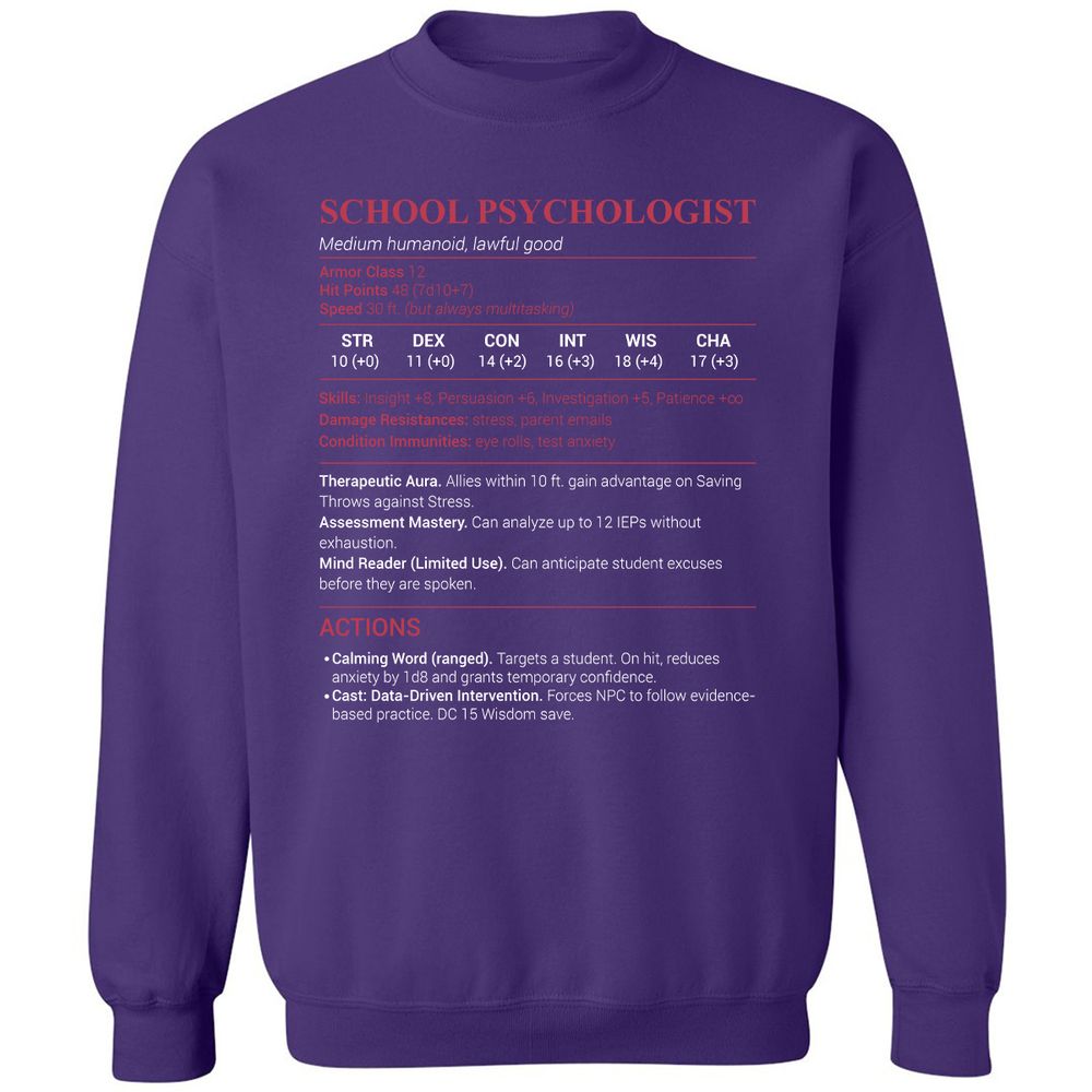 School Psychologist Classic Unisex Sweatshirt - Purple - 6