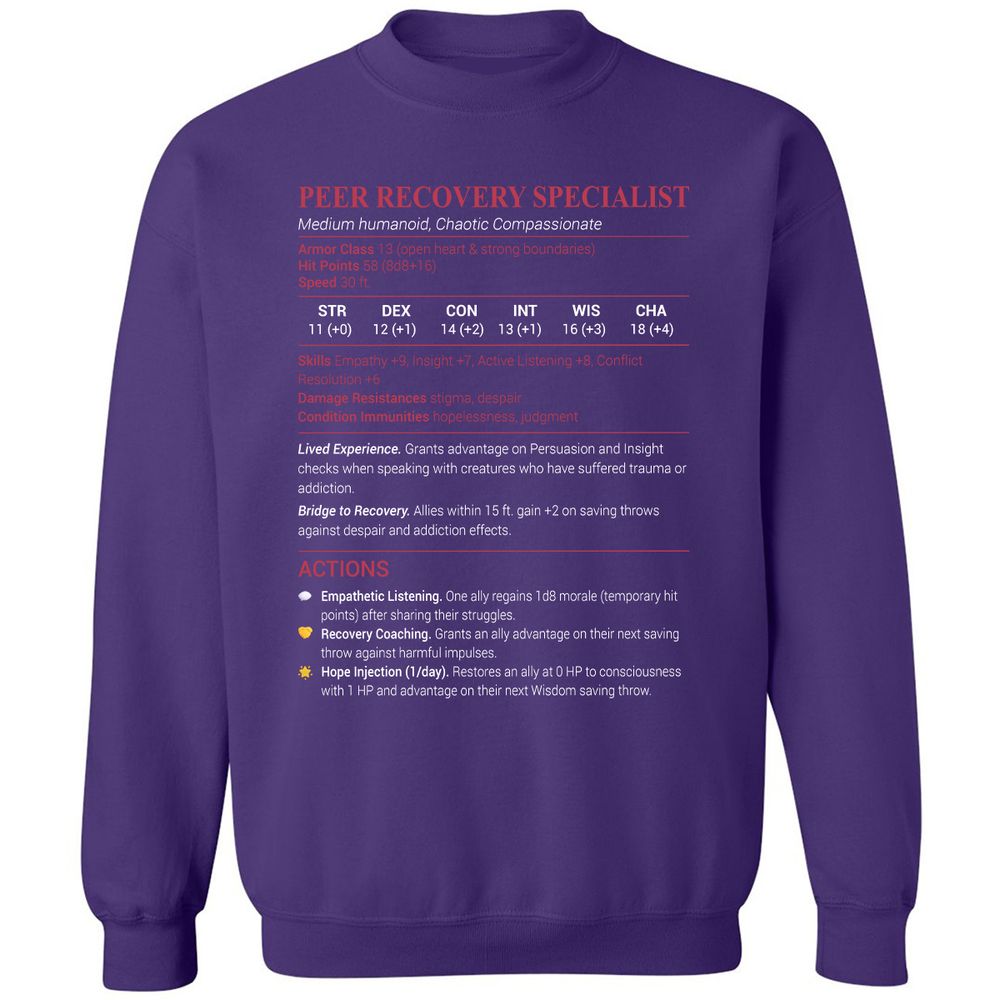 Peer Recovery Specialist Classic Unisex Sweatshirt - Purple - 6