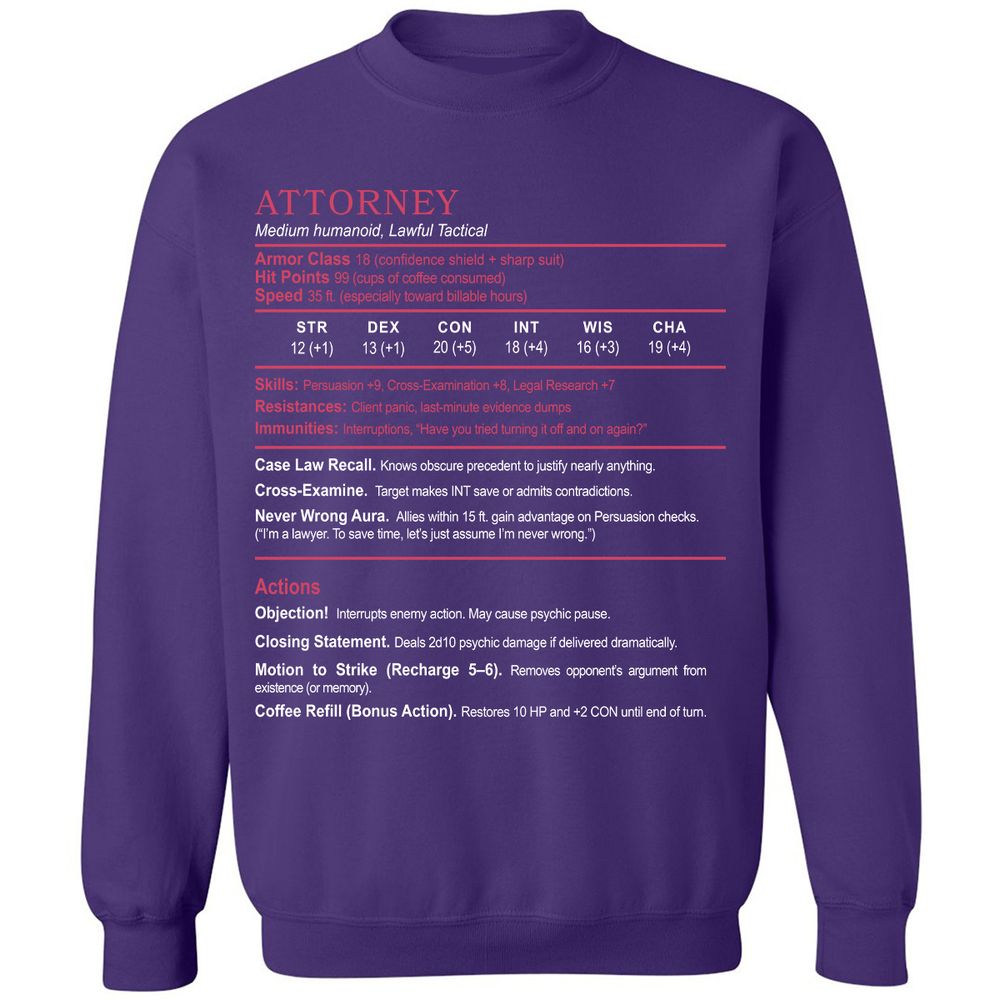 Attorney Classic Unisex Sweatshirt - Purple - 6
